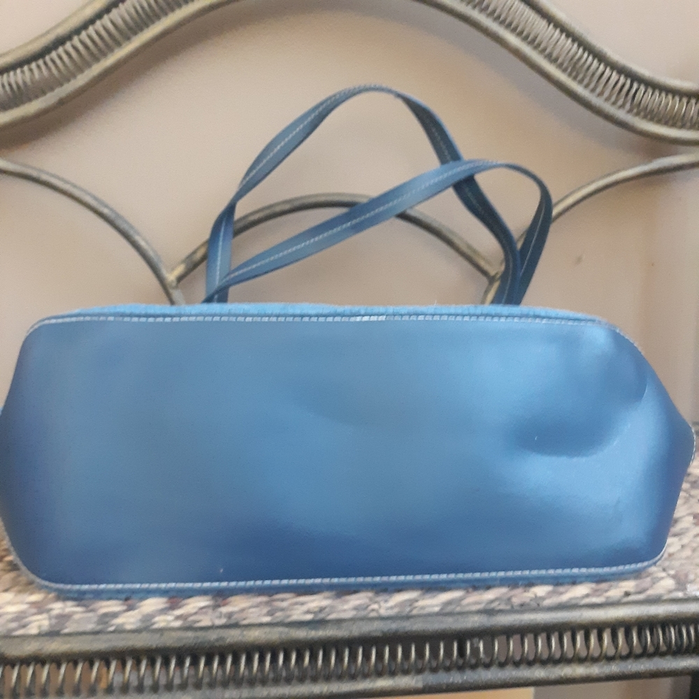 Etienne Aigner Blue Woven Tote Satchel Embroidered - Picture 5 of 7